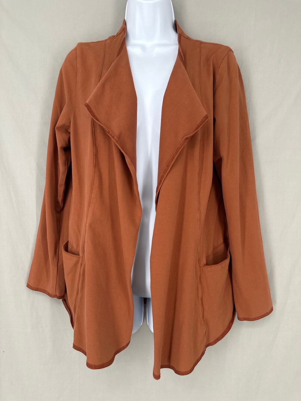 Iridium Jacket Womens Small Brown Cotton Stretch Drape Lagenlook Boho Comfort
